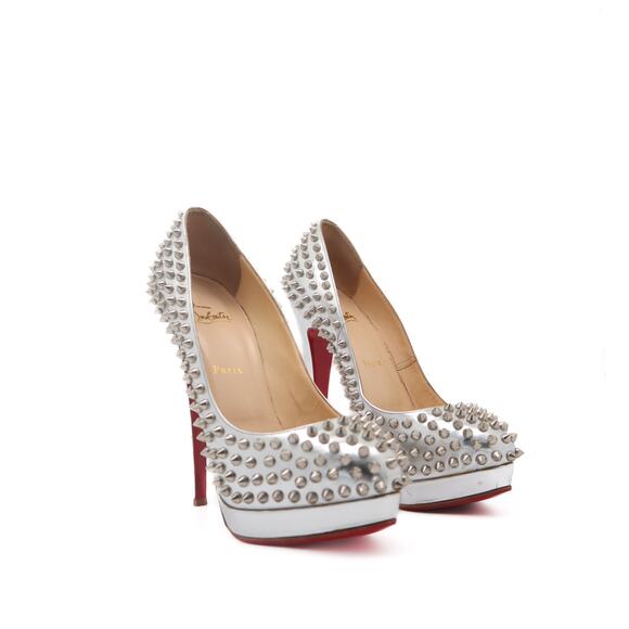 Christian Louboutin Alti 160 Spiked Metallic Leather Platform Heels 40.5 - Picture 2 of 16